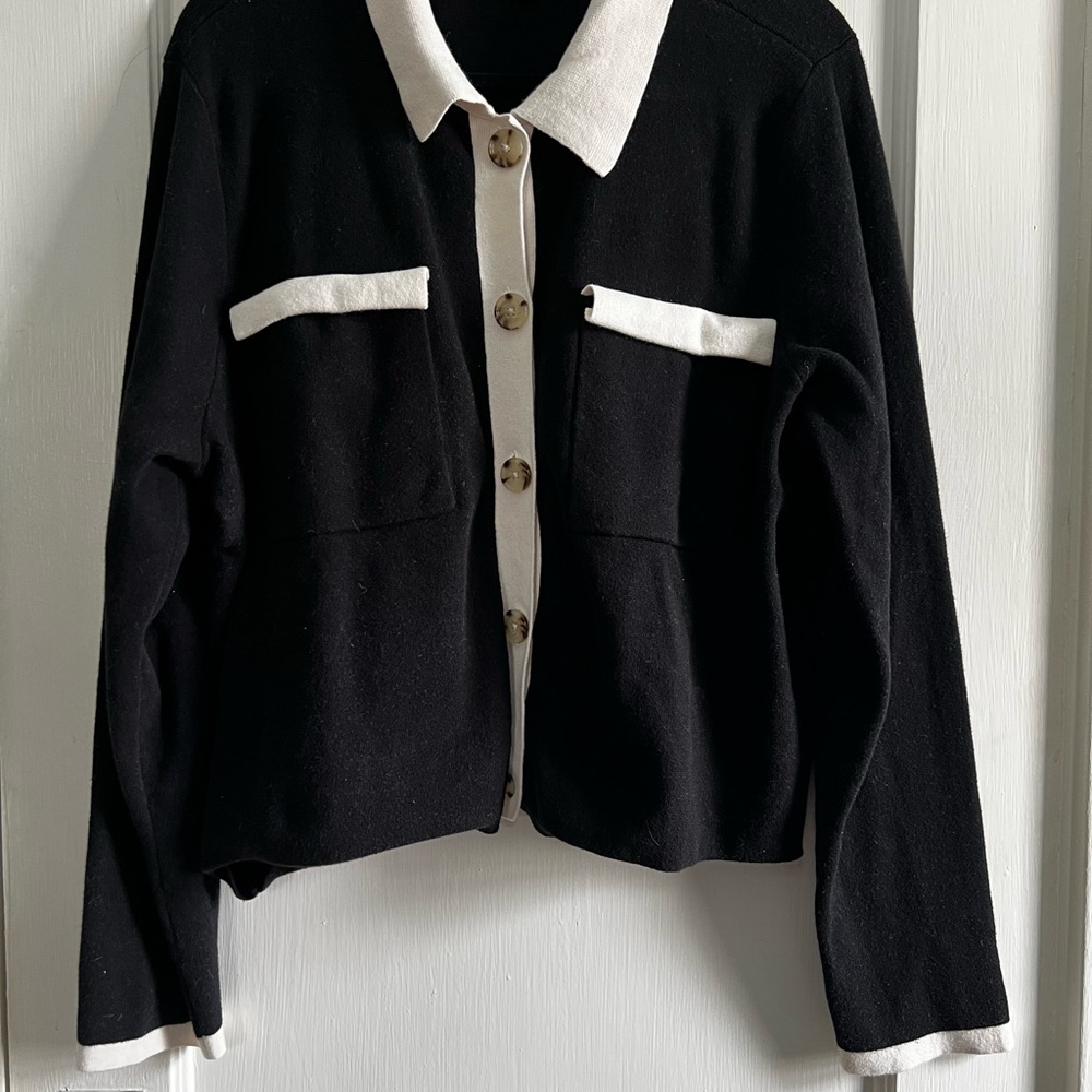 Women's Black and White cardigan sweater